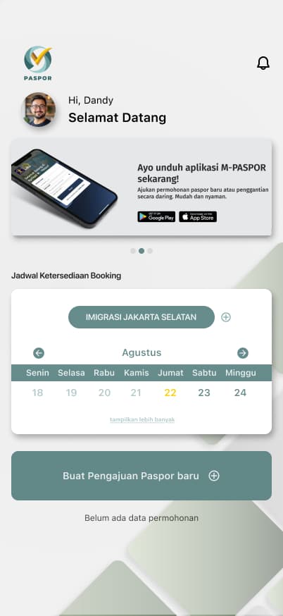 Dashboard (Belum Ada Pengajuan)