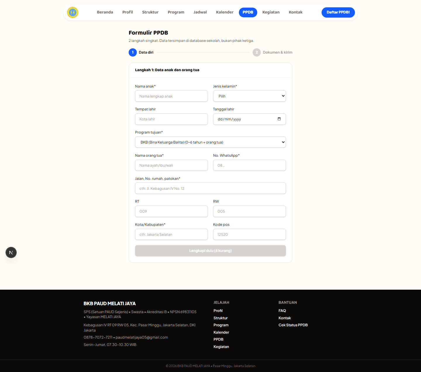 Alur PPDB - Step 2 (Upload Dokumen)
